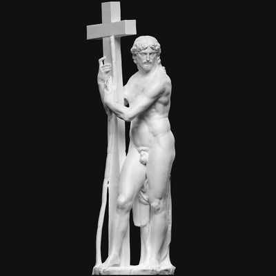 el cristo yükseldi turta la cruz sanat busto arte cruz 3d print model - Mito3D