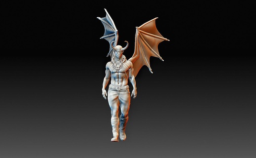 el diablo carattere stampabile modello statua arte alto poli creature 3d print model - Mito3D
