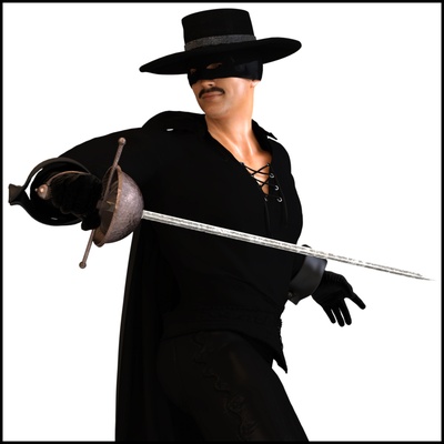 el zorro statuette art super héros dc merveille occidental masque masqué justicier 3d print model - Mito3D