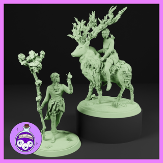 eladrin elf druid female - spring woman stag elk fey fairy deer hero ttrpg dnd dungeonsanddragons miniature pathfinder 3d print model - Mito3D