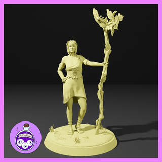 eladrin elf druid female - summer woman stag elk fey fairy deer hero ttrpg dnd dungeonsanddragons miniature pathfinder 3d print model - Mito3D