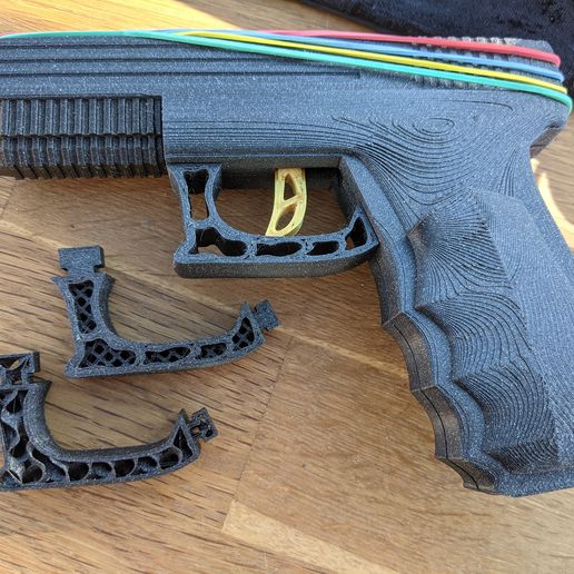elastic band gun toy glock 19 trigger handgun 3D print model - Mito3D