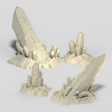 elder recess crystals scatter crystal terrain base material dnd scenery caves gems 3d print model - Mito3D