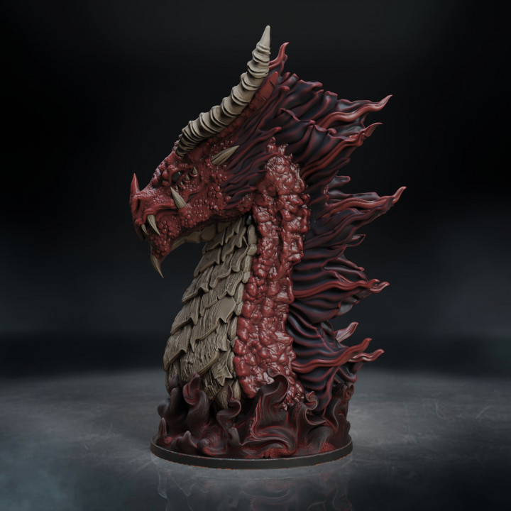 elder red dragon bust pre-supported 3D print model - Mito3D