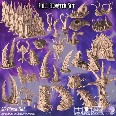 eldritch scatter terrain set game fantasy gaming horror rpg tabletop cthulhu lovecraft arkham tentacles 3d print model - Mito3D