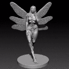 elebcor - primitive game clericale breasts boobs scifi fantasy pixie dragonfly wings girl woman female gorgeous sexy decoration art miniature mini toy animal high poly fairy 3d print model - Mito3D