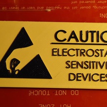 elecrostatic sensitive equipment warning sign art signs logos workshop laboratory electrostatic electronics electrical electric caution 3d print model - Mito3D