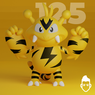 electabuzz pokemon electabuz resina kawai estilizado 3d pikachu charmander chorro juego monstruo 3d print model - Mito3D