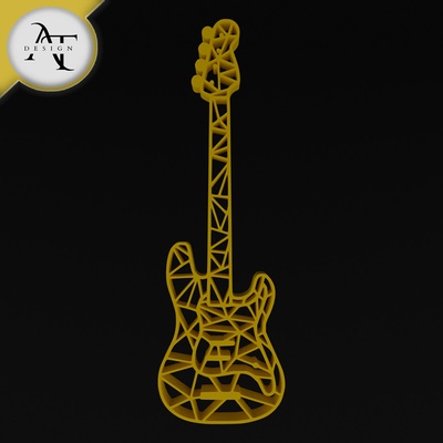 electric guitar - poly wall art decor art decorative gift 2d 3d print model - Mito3D