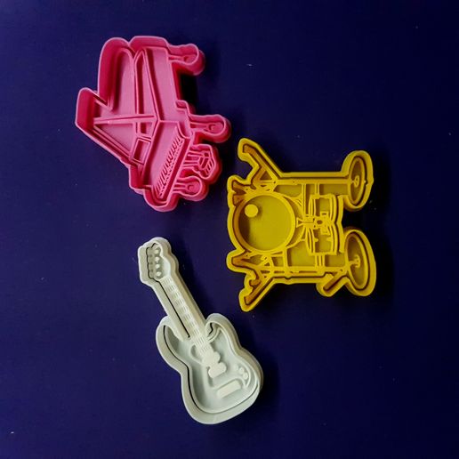 electric guitar piano drum cookie cutter cutting mould musical instruments battery 3D print model - Mito3D