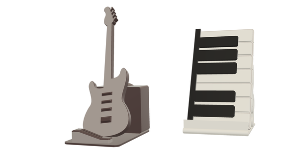 electric guitar piano keys shaped phone stand bundle- instant download - supports needed holder iphone samsung music lover 3d print model - Mito3D