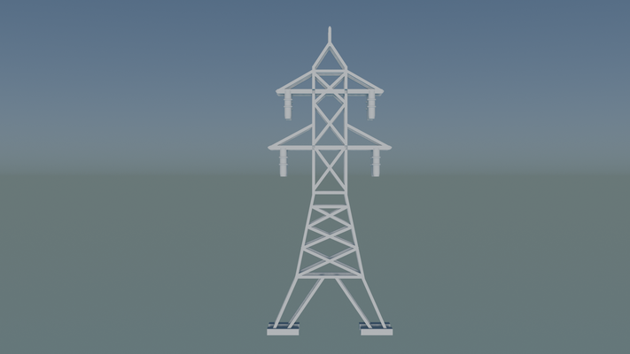 eléctrico torre electricidad infraestructura transmisión cuadrícula utilidad ingenieria estructura alto voltaje metal tecnología pilones energía pilón paisaje horizonte industrial 3d print model - Mito3D