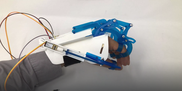 electronic hand exoskeleton - prosthesis protesis medical device prototype robotics engineering medicine education articulated motor 3d print model - Mito3D