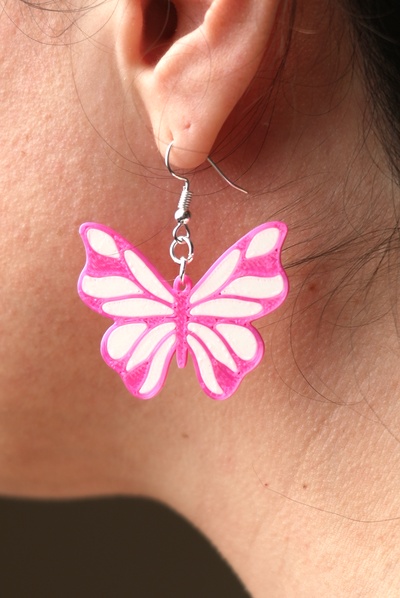 elegante mariposas pendientes joyería joya pendiente aros collar colgante accesorio 3d print model - Mito3D