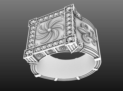 elegant customizable floral gemstone ring design 3d print model - Mito3D