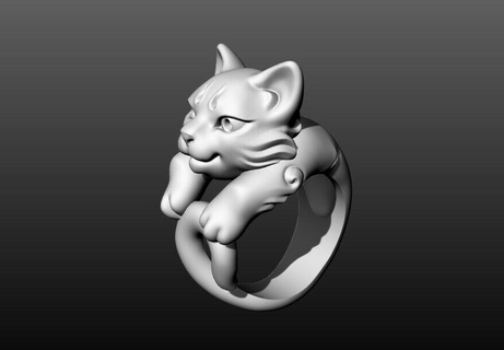 elegant feline cat embrace ring luxury animal jewel jewelry animals character kitty kitten pet nature cute cartoon mammal rings 3d print model - Mito3D