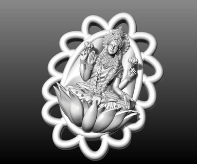 elegant goddess lakshmi pendant captivating jewelry masterpiece hindu craftsmanship prosperity artistry unique exquisite tradition culture detail gold silver sterling jewel pendants 3d print model - Mito3D
