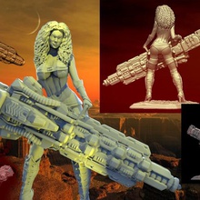 elegante killer Kunst gun statuette Skulpturen Frau 3d print model - Mito3D