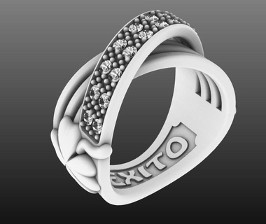 elegante sucesso trevo anel reluzente joias 3d print model - Mito3D