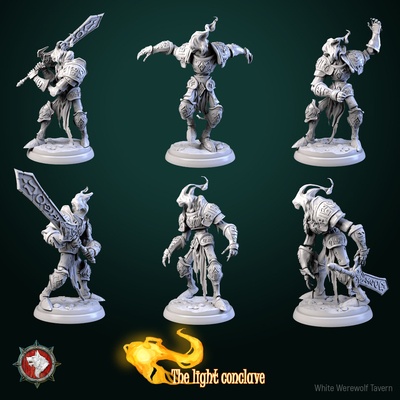 elemental armor set 6 miniatures 32mm pre-supported tabletop highquality toy game 3dminiature dnd dndminiature creature monster presupported ttrpg rpg 3d print model - Mito3D