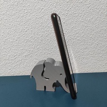 elephant-shaped cell phone holder stand mobile smartphone fastening support skype zoom video calls decoration minimalist elegant animals elephant children 3d print model - Mito3D