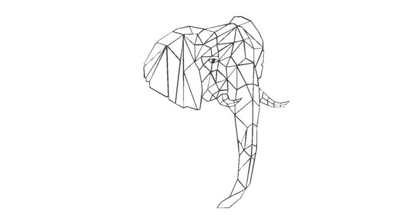 Elefant Dekoration Dekor 2d Innere Design Kunst Nerd Schlüsselbund Emblem Anhänger Logo Zubehörteil geometrisch Tier Vogel 3d print model - Mito3D