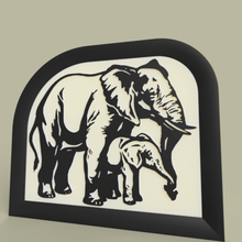 elephant - mother baby art 2dart 2d wall elephants painting 3d print model - Mito3D