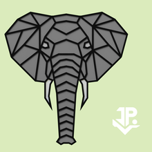 elefante 2d geométrico animales artilugio llave anillo geometría geométricamente conformado 3d print model - Mito3D