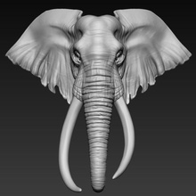 elefante africano testa art miniature di stampa carino natura animali cane drago gioco fantasia giocattolo animale 3d print model - Mito3D