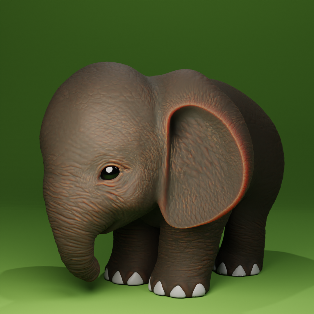 elephant baby cub tabletop mammoth 3D print model - Mito3D