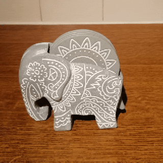 elefante sottobicchiere impostato casa arredamento decorazione Casa titolare supporto modello scansione caffè scultura ornamento 3d print model - Mito3D