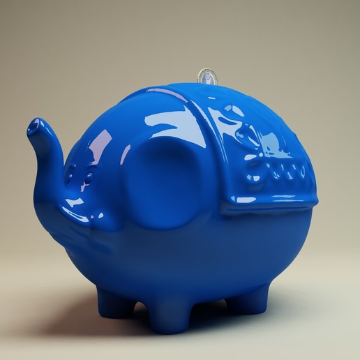 elefante de la moneda del banco varios juguete animal el 3D print model - Mito3D