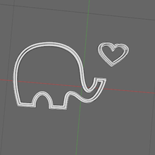 elephant cookie cutter partito elefante cuore 3d print model - Mito3D