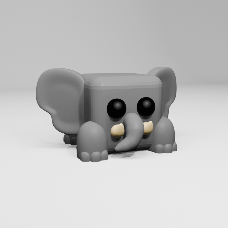 elephant cub toy play minecraft cube cuvo cubism animal children fun 3D print model - Mito3D