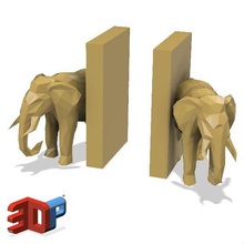 elefante ambiente de trabalho bookends 1 a arte decoração livros elefantes 3d print model - Mito3D