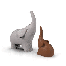 elefante duo scultura terra bambino arte animale carina argilla scolpire tronco giungla 3d print model - Mito3D