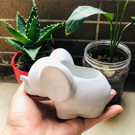 elephant flowerpot animal pot plants decoration tender 3D print model - Mito3D