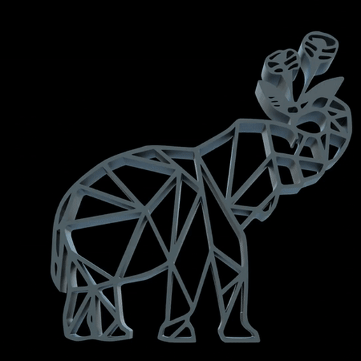 elefante flores Arte decoración animal geométrico pared animales flor 3D print model - Mito3D
