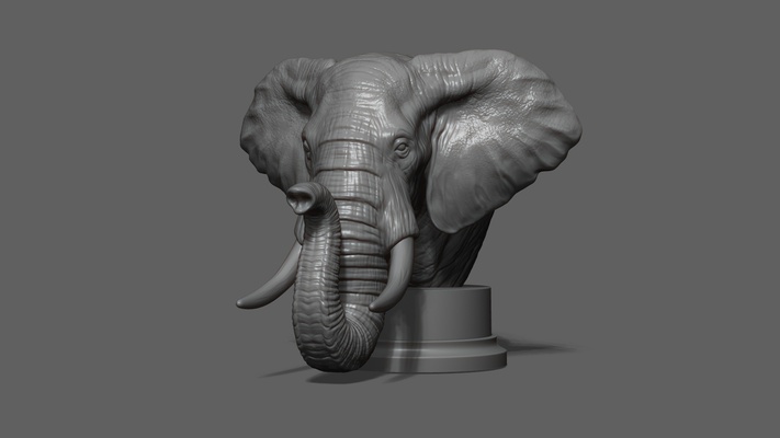 elephant head bust art sculpture animal statue nature 3dprint animals cnc miniatures jewelry pendants art decor 3d print model - Mito3D