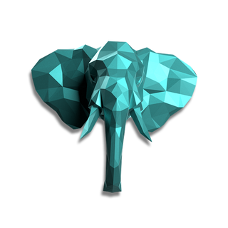 elefante testa Basso poli parete montare stl decorazione 3d print model - Mito3D