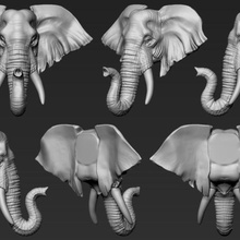 elefante cabeça parede arte animal brinquedo poli desenhos escultura acessórios joalheria construir faça 3d print model - Mito3D