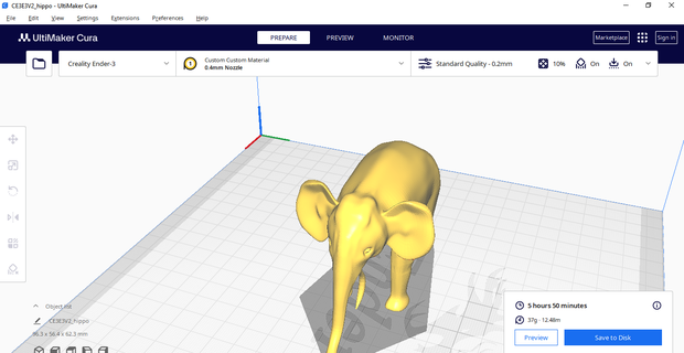 l'éléphant haute poly Jeu animal jouet 3d print model - Mito3D