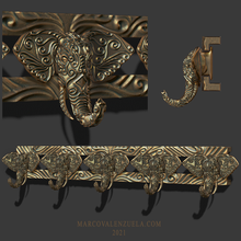 elefante gancho prateleira arte escultura animais jardim zoológico filigrana decorativo decoração 3d print model - Mito3D