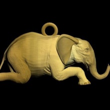 l'éléphant s'agenouiller pédant bijoux 3d print model - Mito3D