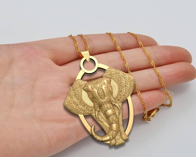 elefante pendente m02 gioielleria Africa cad oro gioiello natura argento mammifero animale africano antico cnc ciondoli 3d print model - Mito3D