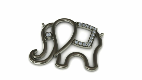 elefante ciondoli gioielleria pendente collane oro argento gioiello lusso gemma 3d print model - Mito3D