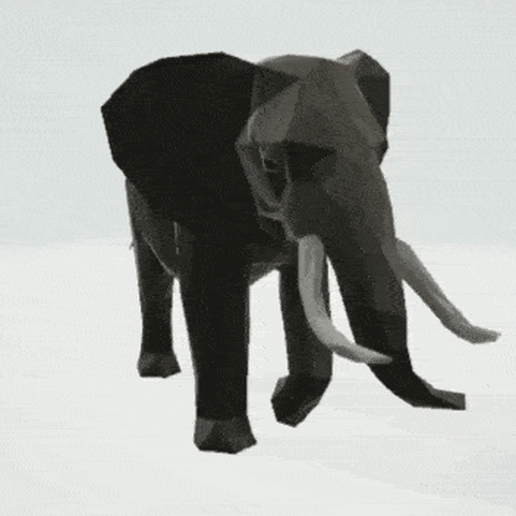 l'éléphant poly faible art jouet animal animaux 3D print model - Mito3D