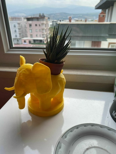 elefante pentola potholder fioriere titolare supporto animale alto poli arte scolpire 3d print model - Mito3D