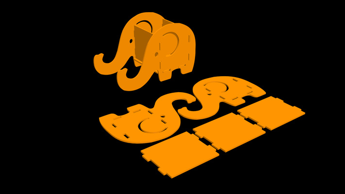 elefante forma mobile titolare supporto contenitore arte 3d stampabile puzzle pezzo prototipo 3d print model - Mito3D