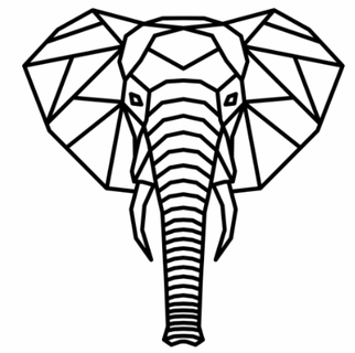 elefante silhouette animale arte origami 3d print model - Mito3D